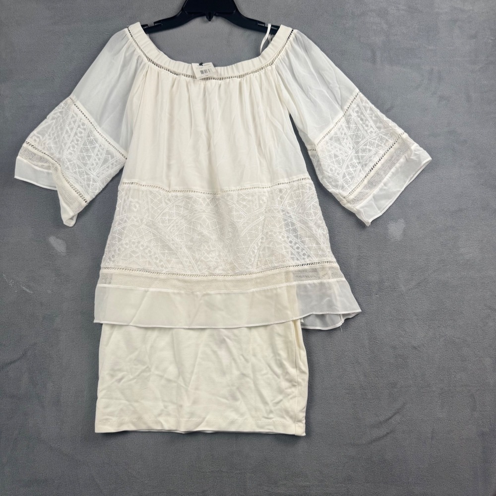 Bailey 44 Cupid Dress Cream Lace Off Shoulder Mini Dress‎ 411-R158 XS NEW